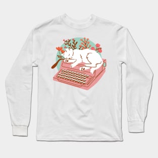 Typewriter and Cat Long Sleeve T-Shirt